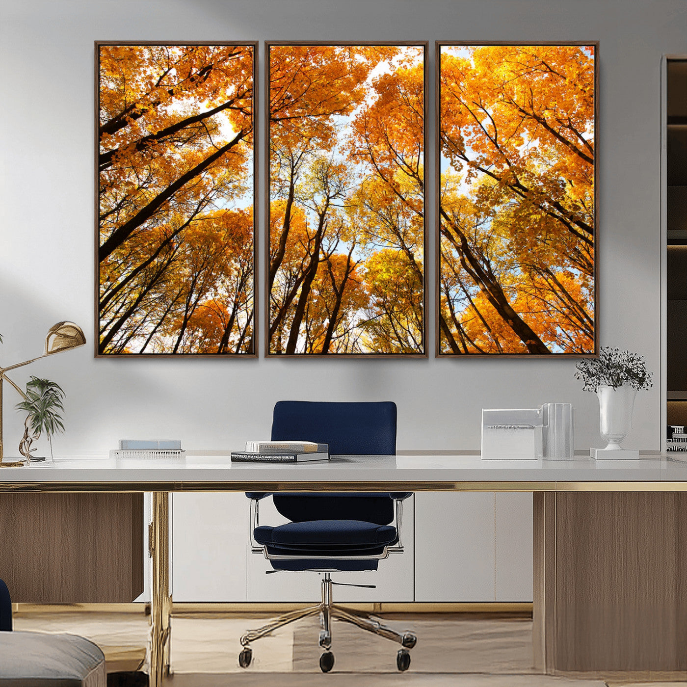 11823-MGV-CV-36X24-Golden Autumn Tree Canopy Wall Art – Stunning Fall Forest Leaves Print, Warm Seasonal Nature Decor for Home, Office or Cabin