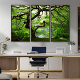 18094-MGV-CV-36X24-Emerald Canopy Wall Art – Panoramic Lush Green Tree Canvas Print, Serene Nature Decor for Office, Living Room or Meditation Space