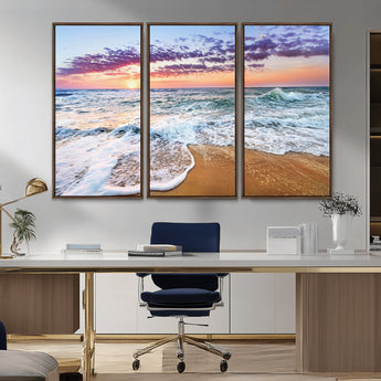 44120-MGV-CV-36X24-Ocean Sunset Wall Art – Beach Landscape Canvas Print, Serene Coastal Decor for Living Room, Office or Bedroom