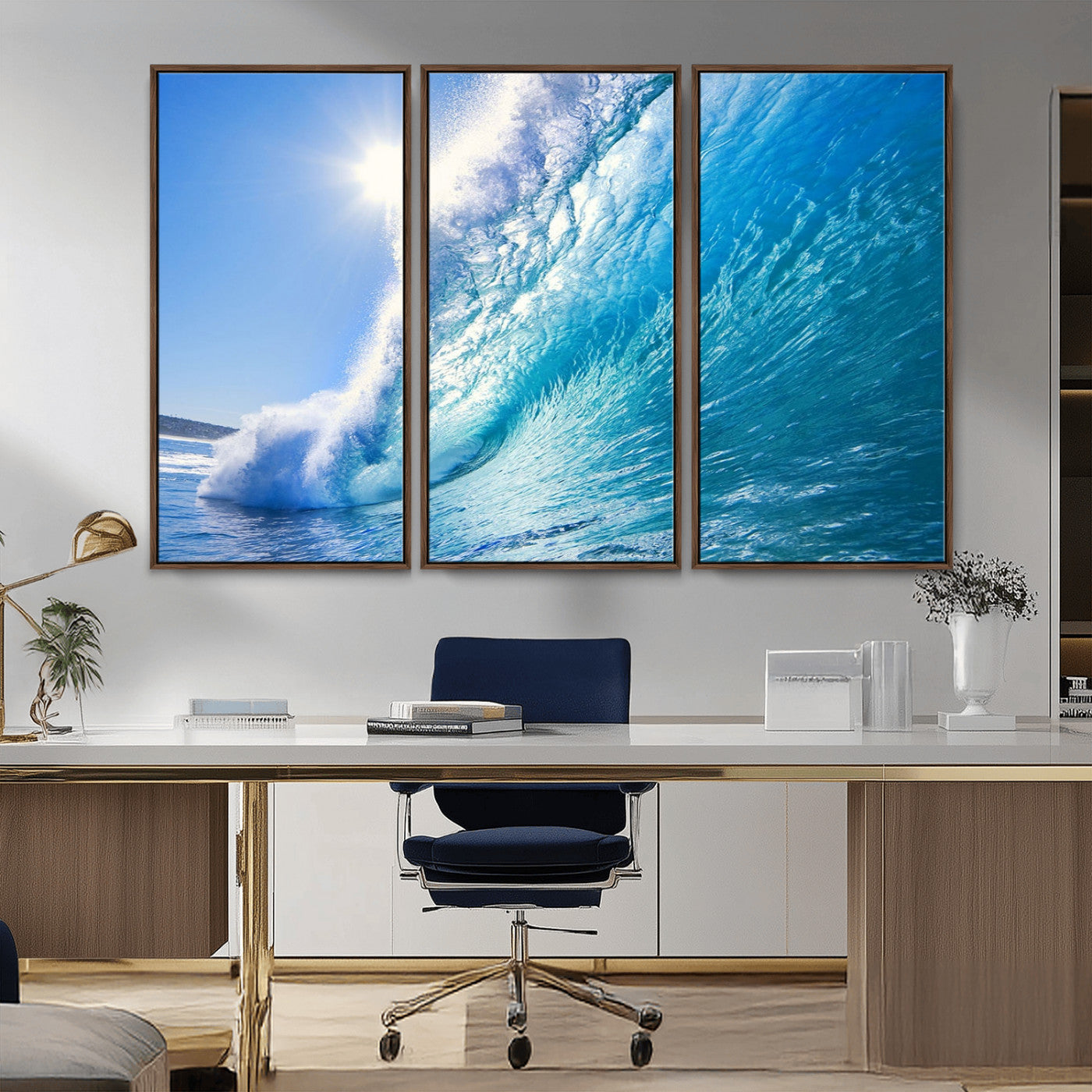 37494-MGV-CV-36X24-Ocean Wave Canvas Art – Stunning Blue Wave Photography, Coastal Wall Decor for Living Room, Bedroom or Office