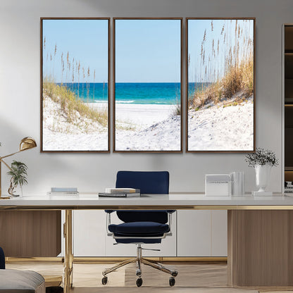 58498-MGV-CV-36X24-White Sandy Beach Wall Art – Panoramic Coastal Canvas Print, Ocean View Decor for Living Room, Bedroom, Office, Relaxing Seaside