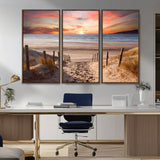 78111-MGV-CV-36X24-Sunset Pathway Wall Art – Panoramic Coastal Canvas Print, Tranquil Beach Decor for Living Room, Office or Bedroom
