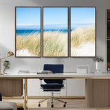 96913-MGV-CV-36X24-Coastal Dunes Wall Art – Serene Beach Grass and Blue Ocean Canvas Print, Relaxing Seaside Nature Decor for Living Room, Bedroom or