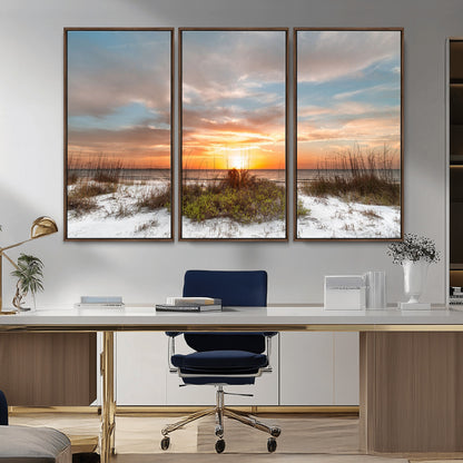 91064-MGV-CV-36X24-Beach Sunset Wall Art – Coastal Sand Dunes and Ocean Horizon Canvas Print, Seaside Landscape Wall Decor for Living Room, Bedroom