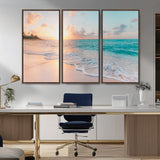 89767-MGV-CV-36X24-Ocean Sunset Wall Art – Serene Beach Canvas Print with Pastel Sky and Waves, Coastal Seascape Artwork for Bedroom, Living Room, or