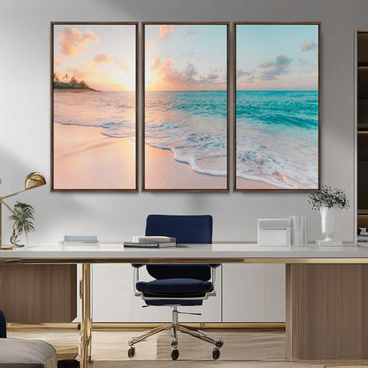 89767-MGV-CV-36X24-Ocean Sunset Wall Art – Serene Beach Canvas Print with Pastel Sky and Waves, Coastal Seascape Artwork for Bedroom, Living Room, or