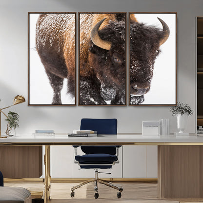 65605-MGV-CV-36X24-Snow Bison Wall Art – Close Up Buffalo Canvas Print, Rustic Western Wildlife Photography, Farmhouse Cabin Lodge Decor for Living