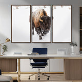 19889-MGV-CV-36X24-Snow Bison Wall Art – Majestic Buffalo Winter Landscape Canvas Print, Rustic Wildlife Photography Decor for Cabin, Lodge, Living