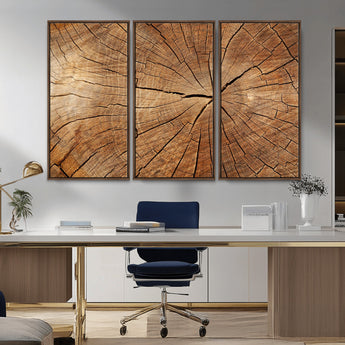 61710-MGV-CV-36X24-Tree Rings Wall Art – Rustic Wood Grain Canvas Print of Tree Trunk Cross Section, Nature Inspired Decor for Cabin, Office, Living