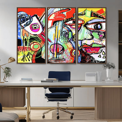 37796-MGV-CV-36X24-Picasso Style Wall Art Canvas Print, Framed Picasso Art Picture Print, Picasso Cubism Perfect Modern Abstract Decor Artwork