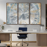 17631-MGV-CV-36X24-Radiant Burst Wall Art – Abstract Sunburst Canvas Print in Blue and Gold, Modern Geometric Painting for Living Room, Office or