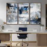 59716-MGV-CV-36X24-Abstract Blue and Gold Wall Art – Modern Textured Canvas Print, Contemporary Painting for Living Room, Bedroom, or Office Decor