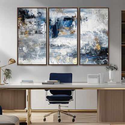 59716-MGV-CV-36X24-Abstract Blue and Gold Wall Art – Modern Textured Canvas Print, Contemporary Painting for Living Room, Bedroom, or Office Decor