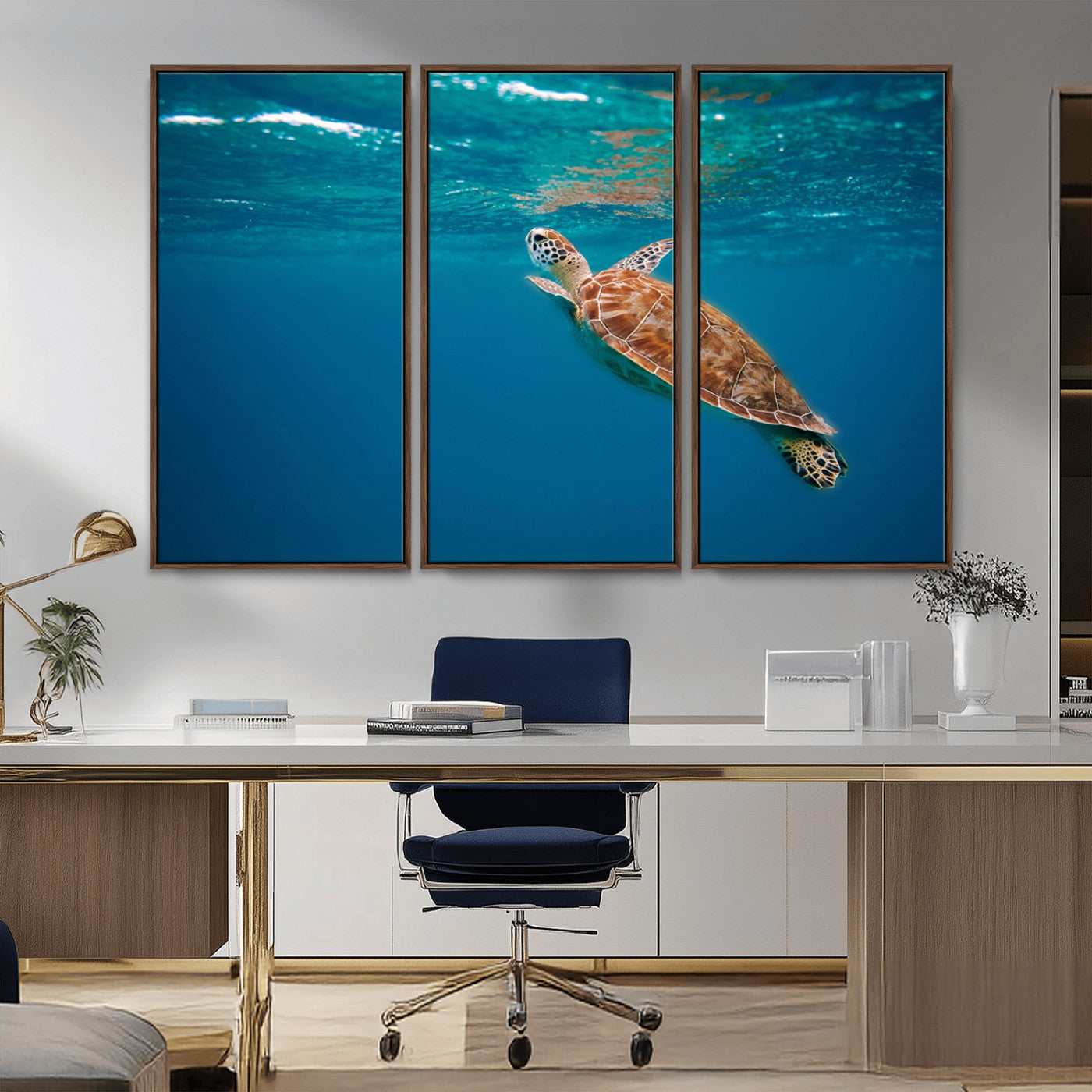 91440-MGV-CV-36X24-Sea Turtle Wall Art – Ocean Turtle Canvas Print, Underwater Marine Life Decor for Living Room, Office, Beach House or Bathroom