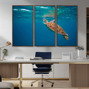 91440-MGV-CV-36X24-Sea Turtle Wall Art – Ocean Turtle Canvas Print, Underwater Marine Life Decor for Living Room, Office, Beach House or Bathroom
