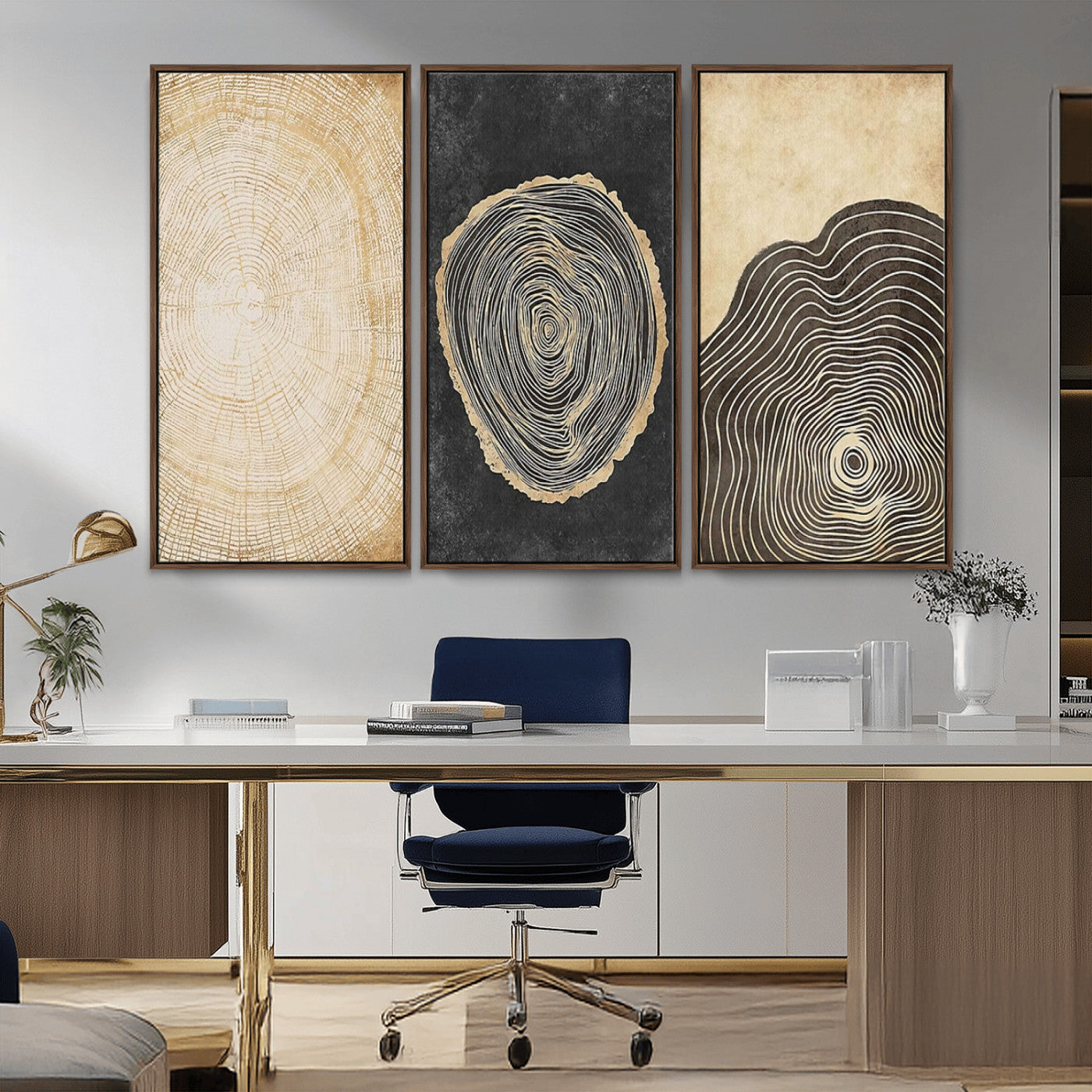 77785-MGV-CV-36X24-Tree Ring Abstract Wall Art – Rustic Wood Growth Pattern Canvas Prints, Modern Nature-Inspired Decor for Living Room or Office