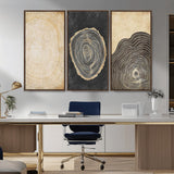 77785-MGV-CV-36X24-Tree Ring Abstract Wall Art – Rustic Wood Growth Pattern Canvas Prints, Modern Nature-Inspired Decor for Living Room or Office