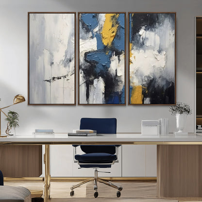 63850-MGV-CV-36X24-Abstract Blue and Yellow Wall Art – Modern Textured Canvas Painting, Bold Contemporary Artwork for Living Room, Bedroom or Office