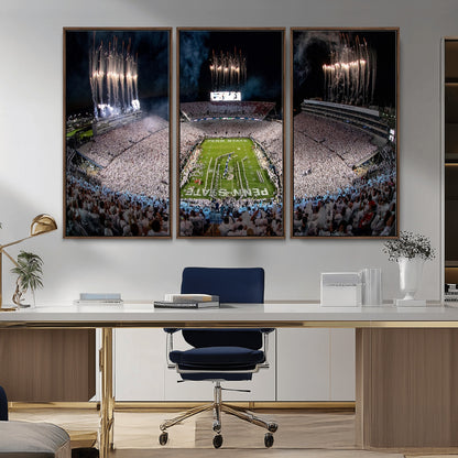 11391-MGV-CV-36X24-Penn State Stadium Wall Art – Panoramic White Out Football Game Canvas Print, College Sports Decor for Office, Man Cave, or Living
