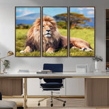 67826-MGV-CV-36X24-Majestic Lion Wall Art – King of the Jungle Canvas Print, Safari Wildlife Decor for Living Room, Office, or Man Cave