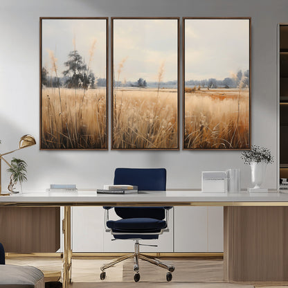 38193-MGV-CV-36X24-Golden Meadow Wall Art – Serene Grassland Landscape Canvas Print, Rustic Nature Decor for Bedroom, Living Room or Farmhouse