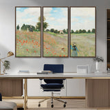 74890-MGV-CV-36X24-Monet Poppy Field Wall Art – Impressionist Landscape Canvas Print, Classic French Artwork for Living Room, Bedroom or Office Decor