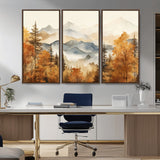 72950-MGV-CV-36X24-Autumn Mountain Forest Wall Art – Golden Fall Landscape Canvas Print, Nature-Inspired Home Decor for Living Room, Bedroom or