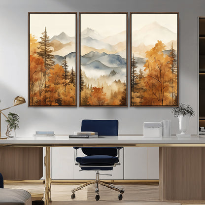72950-MGV-CV-36X24-Autumn Mountain Forest Wall Art – Golden Fall Landscape Canvas Print, Nature-Inspired Home Decor for Living Room, Bedroom or