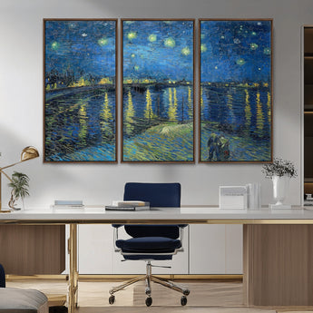 94605-MGV-CV-36X24-Starry Night Over the Rhone Wall Art – Vincent van Gogh Canvas Print, Famous Impressionist Painting for Living Room, Office