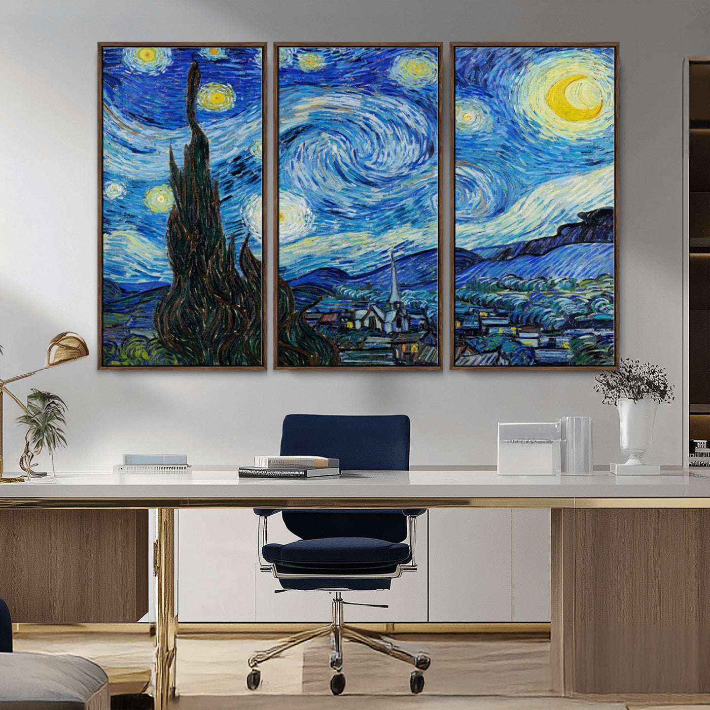 39177-MGV-CV-36X24-Starry Night Wall Art – Vincent van Gogh Famous Painting Canvas Print, Timeless Starry Sky Decor for Living Room, Bedroom or