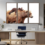 76943-MGV-CV-36X24-Mom Bear Wall Art Canvas Print, Framed Bear Photography Art Picture Print, Rustic Bear and Cub Perfect Rustic Farmhouse Decor