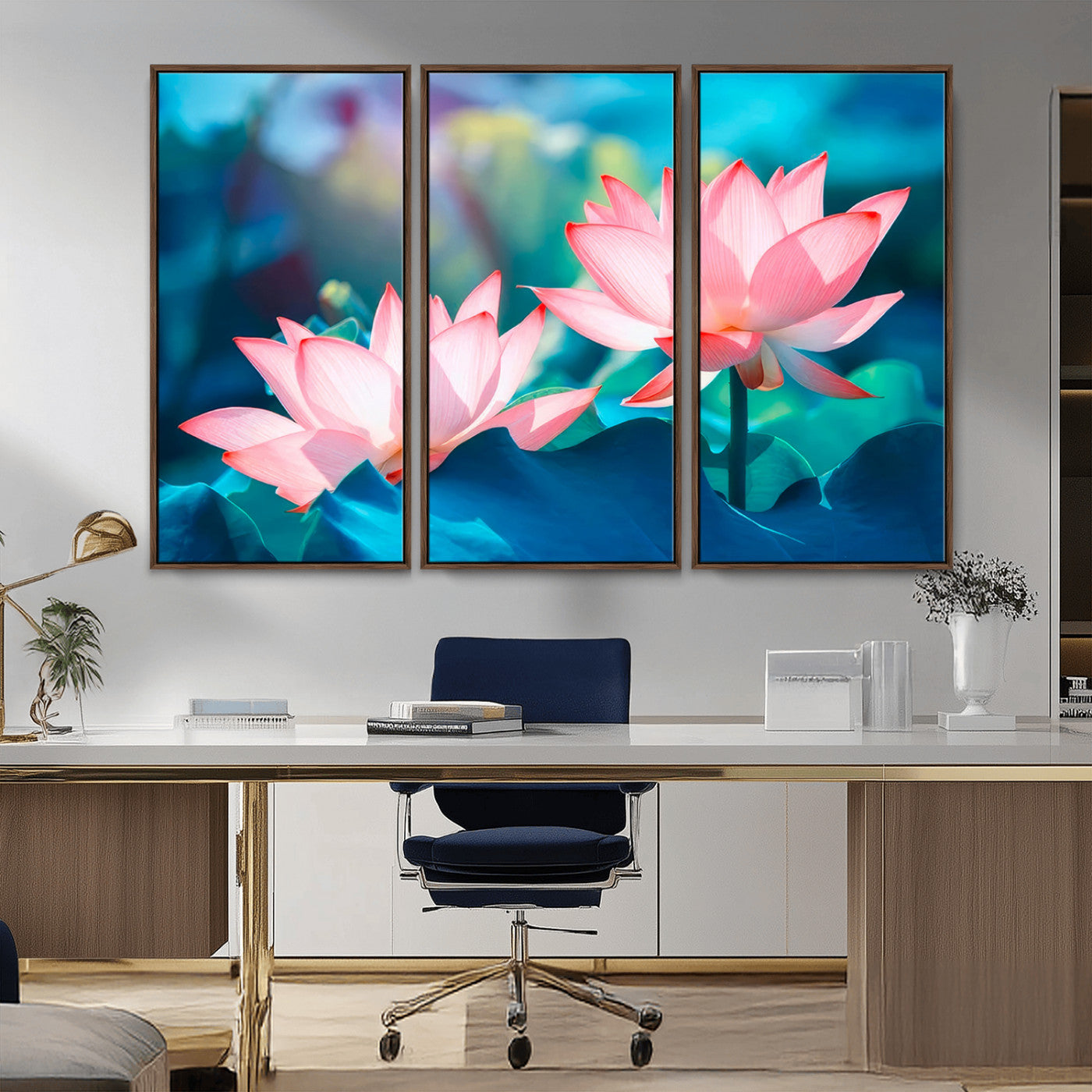 32559-MGV-CV-36X24-Lotus Flower Wall Art – Pink Water Lily Canvas Print, Tranquil Nature Decor for Living Room, Bedroom or Meditation Space