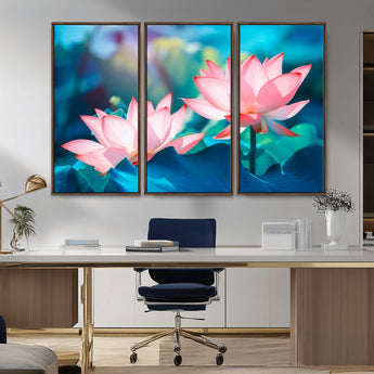 32559-MGV-CV-36X24-Lotus Flower Wall Art – Pink Water Lily Canvas Print, Tranquil Nature Decor for Living Room, Bedroom or Meditation Space