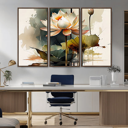 62531-MGV-CV-36X24-Lotus Flower Wall Art – Watercolor Botanical Canvas Print, Tranquil Nature Artwork for Living Room, Bedroom or Meditation Space