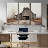 11602-MGV-CV-36X24-Old Barn Wall Art Canvas Print, Framed Rustic Barn Art Picture Print, Old Farmhouse Perfect Rustic Farmhouse Decor Artwork