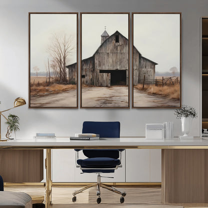 11602-MGV-CV-36X24-Old Barn Wall Art Canvas Print, Framed Rustic Barn Art Picture Print, Old Farmhouse Perfect Rustic Farmhouse Decor Artwork