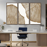 99692-MGV-CV-36X24-Tree Ring Linocut Wall Art Canvas Print, Framed Wood Cut Art Picture Print, Tree Rings Perfect Minimalist Rustic Decor Artwork