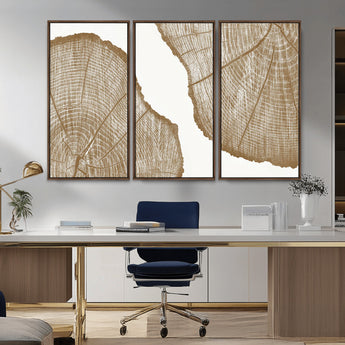 99692-MGV-CV-36X24-Tree Ring Linocut Wall Art Canvas Print, Framed Wood Cut Art Picture Print, Tree Rings Perfect Minimalist Rustic Decor Artwork