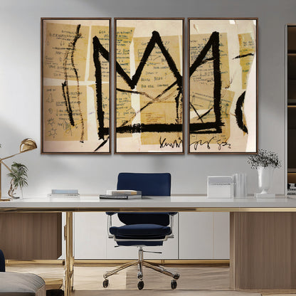 37215-MGV-CV-36X24-Abstract Crown Wall Art – Urban Graffiti Style Canvas Print Modern Street Art Design, Bold Contemporary Decor for Living Room,