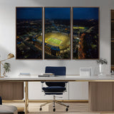 33588-MGV-CV-36X24-Football Stadium Wall Art – Aerial Night Game Canvas Print Packed Field City Lights, Sports Photography Decor for Game Room, Man