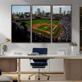 34859-MGV-CV-36X24-Wrigley Field Wall Art Canvas Print, Framed Chicago Cubs Stadium Art Picture Print, Wrigley Stadium Field Perfect Sport Room Decor
