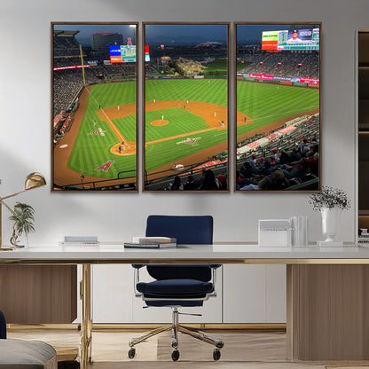 93707-MGV-CV-36X24-Los Angeles Stadium Wall Art Canvas Print, Framed Angel Stadium Field Art Picture Print, Anaheim Stadium Perfect Sports Room Decor