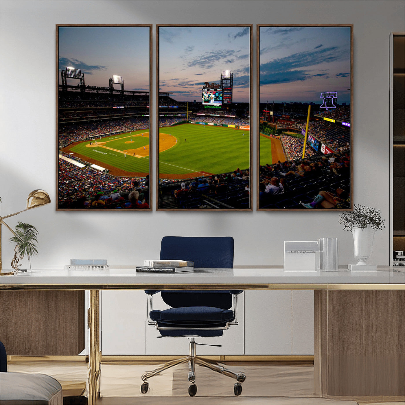 17415-MGV-CV-36X24-Philadelphia Phillies Stadium Wall Art Canvas Print, Framed Citizens Bank Park Art Picture Print, Phillies Stadium Field Perfect