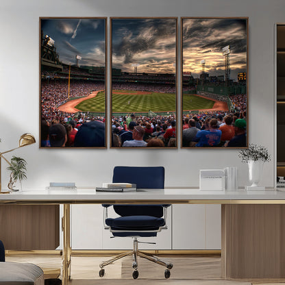 53432-MGV-CV-36X24-Fenway Park Stadium Wall Art Canvas Print, Framed Boston Baseball Stadium Art Picture Print, Massachusetts Fenway Park Perfect
