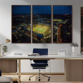 52519-MGV-CV-36X24-Michigan Football Stadium Wall Art Canvas Print, Framed Michigan Stadium Art Picture Print, Michigan Wolverines Field Perfect