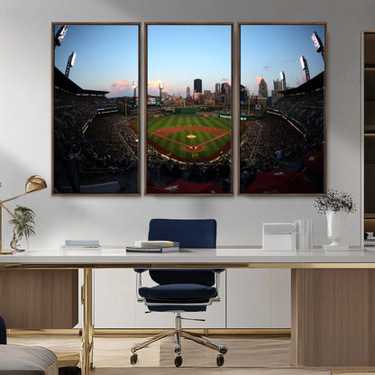 67670-MGV-CV-36X24-PNC Park Stadium Wall Art Canvas Print, Framed Pittsburgh Pirates Stadium Art Picture Print, PNC Park Field Perfect Sport Room