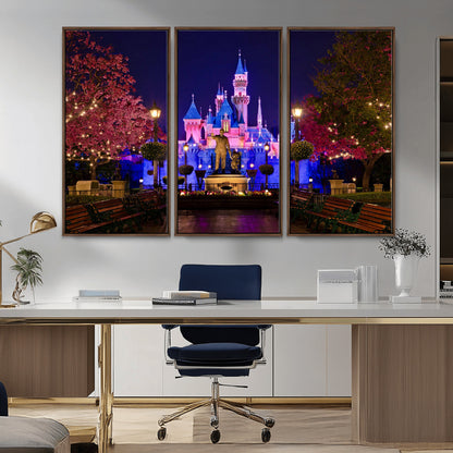 79435-MGV-CV-36X24-Disney Castle Wall Art Canvas Print, Framed Magic Kingdom Art Picture Print, Disney World Perfect Child Room Decor Artwork