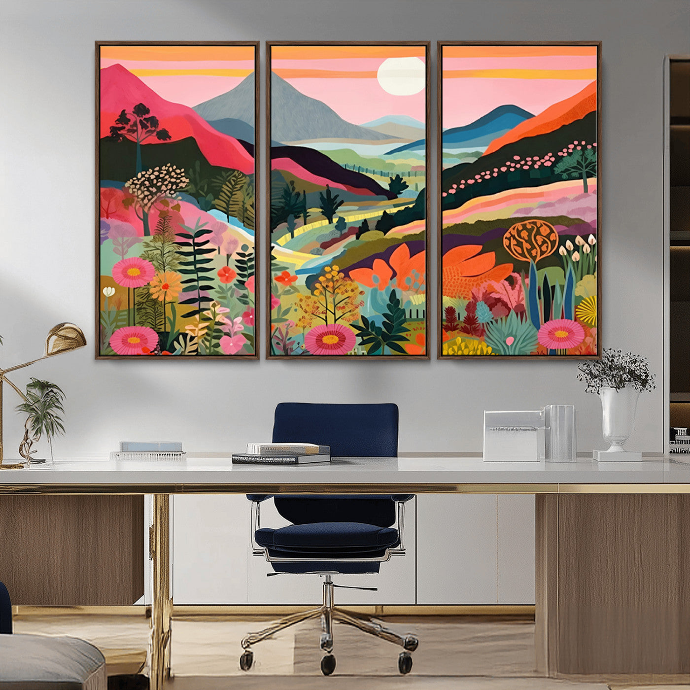 61376-MGV-CV-36X24-Floral Valley Wall Art – Panoramic Mountain Landscape Canvas Print, Vibrant Nature Decor for Living Room, Office, or Bedroom