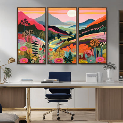 61376-MGV-CV-36X24-Floral Valley Wall Art – Panoramic Mountain Landscape Canvas Print, Vibrant Nature Decor for Living Room, Office, or Bedroom