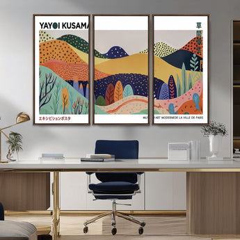 66936-MGV-CV-36X24-Kusama Wall Art – Vibrant Abstract Hills Canvas Print, Japanese Modern Landscape Poster for Living Room, Office, Studio or